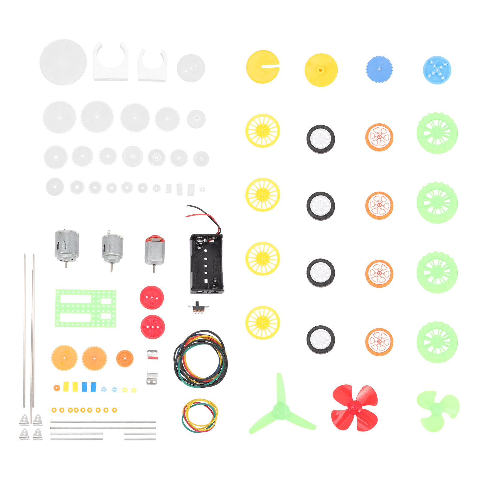 Science Experiment - DC Motor Kit 112Pcs Plastic Wheels
