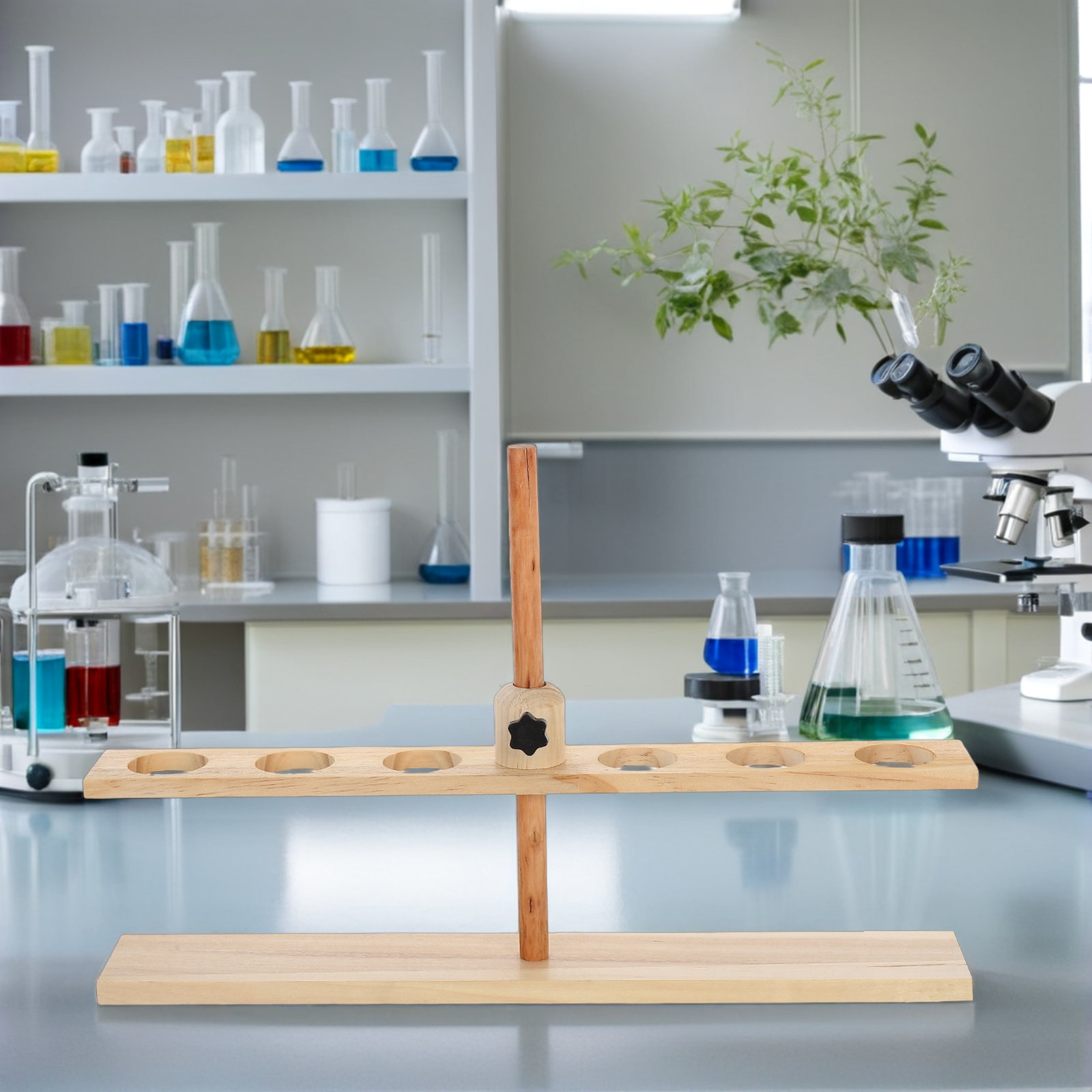 6 Hole Wooden Funnel Stand Adj - Science Experiment ulasan dan harga