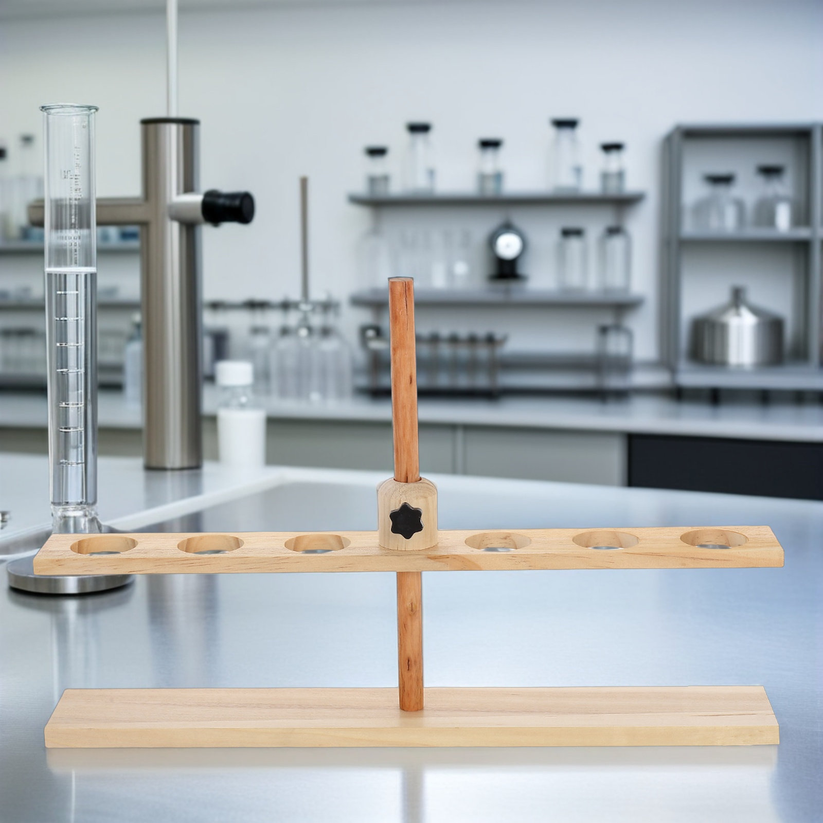 6 Hole Wooden Funnel Stand Adj - Science Experiment ulasan dan harga
